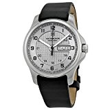 Swiss Army Classic Officer's Stainless Steel GMT Mens Strap Watch Silver Dial Calendar 241550