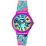 Teenie-Weenie Chic-Watches - Flower Power tourquoise - montres pour femmes et enfants avec bracelet en plastique - UC018