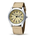 Time100 - Montre à quartz Hommes et Garçons mode multifonctionnelle beige calendrier bracelet en toile W80059G.02A