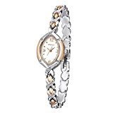 Time100 - Montre Ovale Gourmette Quartz Bracelet Placage en Alliage Strass Incrustées Femme Rose d'or - W50170L.01A