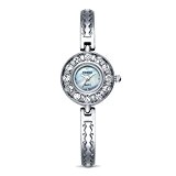 Time100 - Montre quartz Bracelet placage en alliage Incrustée de strass bleues d'ange Femme Grise d'acier - W50063L.01A