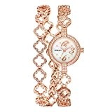 Time100 Montre quartz femme et fille mode luxe originale or rose incrustée de strass cadran ronde en coquille gourmette très ...