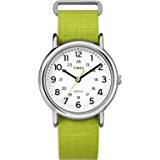 Timex - TW2P65900 - Weekender - Montre Mixte - Quartz Analogique - Cadran Blanc - Bracelet Nylon Vert