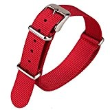 Tissu en nylon rouge toile montre-bracelet bande de montre en nylon tissé militaire armée sangle 18 mm Largeur du bracelet
