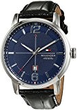 Tommy Hilfiger Watches - 1791216 - Montre Homme - Quartz Analogique - Cadran Bleu - Bracelet Cuir Noir