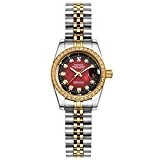 topwatch® sangdo (Métro Femme diamond-accented Façade Rouge Bande cadran bicolore en acier l Montre Mécanique Automatique