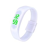 Ularmo Hommes Femmes Rubber LED Watch Sports Date Bracelet Montre numérique Blanc