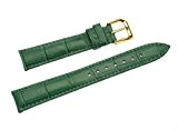 uyoung 20 mm hommes grain alligator en cuir véritable de vert bracelet fermoir doré