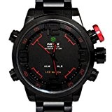 Weide Mens Red Theme cadran noir Dual Time Display montre-bracelet WH2309BR