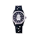 Wristwatch dans bracelet en caoutchouc noir et cadran avec cube femme zircone avec enfant Altanus 7866X-N