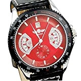 YPS Winner Sport Mens Black bande de cuir Date automatique montre-bracelet m¨¦canique-Rouge WTH0735