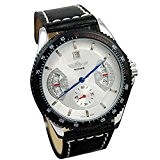 YPS Winner Sport Mens Black bande de cuir Date automatique montre-bracelet m¨¦canique-Blanc WTH0736
