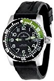Zeno-Watch Hommes montre - Airplane Diver Automatic Numbers, black/green - 6349-12-a1-8